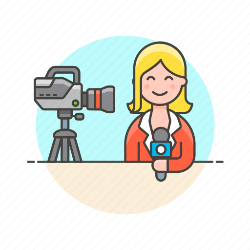 News, reporter, broadcast, live, media, speak, woman icon - Download on Iconfinder