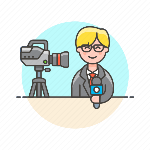 News, reporter, broadcast, camera, live, man, stream icon - Download on Iconfinder