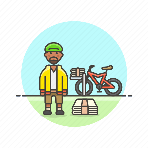 Delivery, newspaper, bike, job, man, media, transport icon - Download on Iconfinder