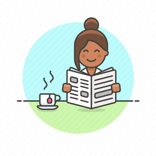 Newspaper, break, coffee, read, rest, woman, tea icon - Download on Iconfinder