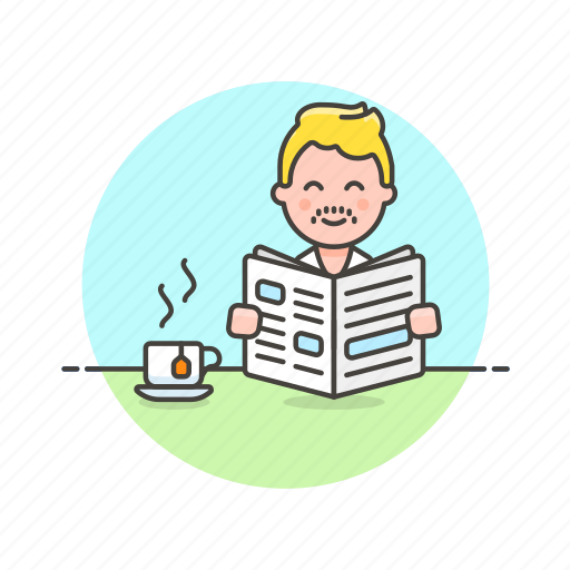 Newspaper, break, coffee, man, media, pause, read icon - Download on Iconfinder