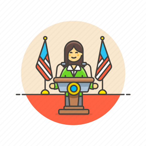 News, spokeswoman, businesswoman, press, speech, talk, usa icon - Download on Iconfinder