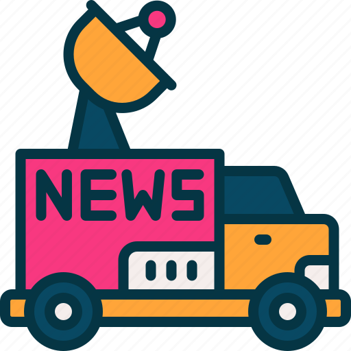 News, van, satellite, television, transport icon - Download on Iconfinder