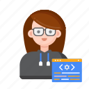 dev, developer, female, coding
