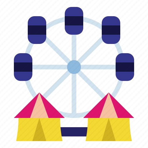 Ferris, wheel, fairground, funfair, amusement, park, garden icon - Download on Iconfinder