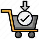 trolley, confirm, basket, commerce, shopping, checkout, tick, check