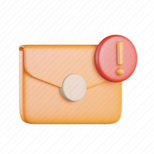 Envelope, exclamation, alarm, warning, error, caution, alert 3D illustration - Download on Iconfinder