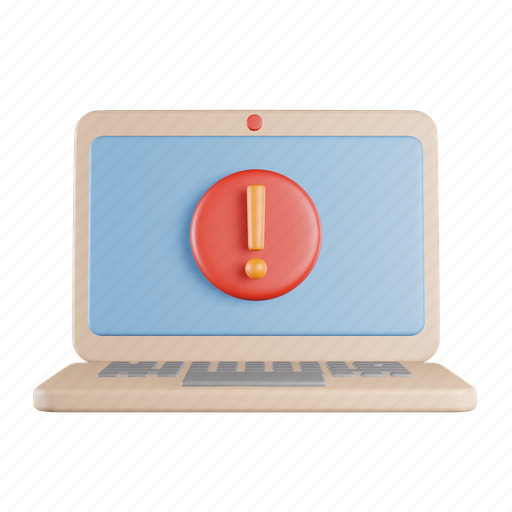 Laptop, exclamation, alarm, warning, caution, error, alert 3D illustration - Download on Iconfinder