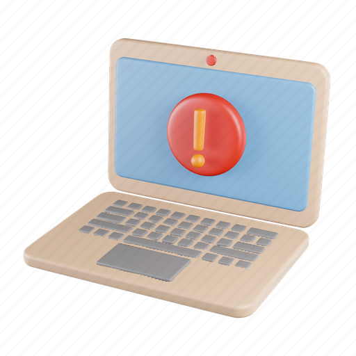 Laptop, exclamation, attention, alarm, mark, sign, error 3D illustration - Download on Iconfinder