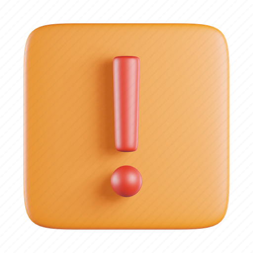 Sign, exclamation, alarm, warning, error, caution, alert 3D illustration - Download on Iconfinder