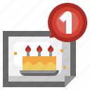 birthday, notification, candle, cake, party
