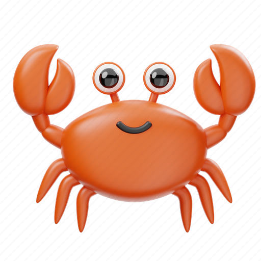 Crab, face, expression, emoticon, emoji, underwater, oceanlife 3D illustration - Download on Iconfinder
