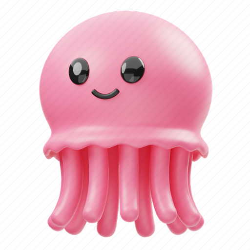 Jellyfish, animal, cute, face, underwater, oceanlife, marine life 3D illustration - Download on Iconfinder