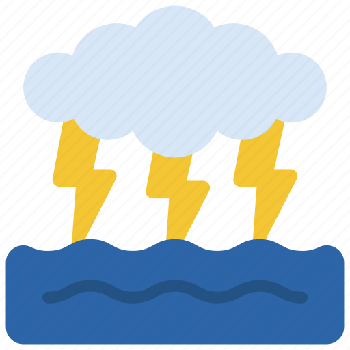 Ocean, thunderstorm, waves, lighting, cloud icon - Download on Iconfinder