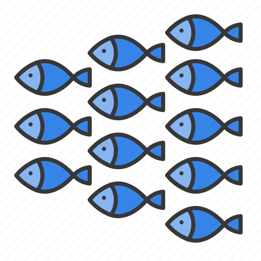 Aquatic animal, herd of fish, ocean, shoal, fish icon - Download on Iconfinder