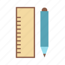 pencil, ruler, stationery