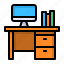 computer, desk, desktop, monitor, table 
