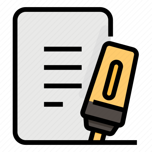 Office, highlighter, marker, uderline, paper, office stationary icon - Download on Iconfinder