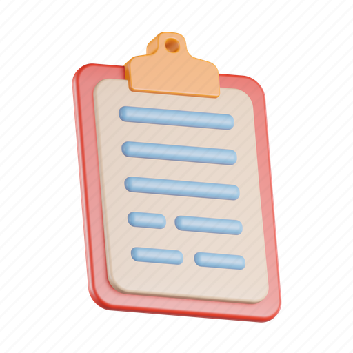 Document, paper, clipboard, checklist, extension, sheet, list 3D illustration - Download on Iconfinder