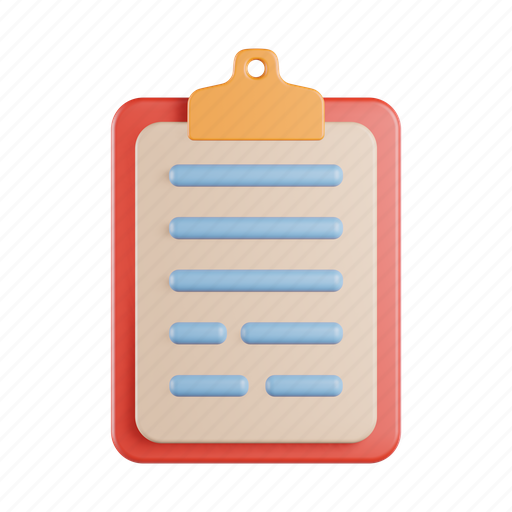 Clipboard, task, business, write, checklist, folder, report 3D illustration - Download on Iconfinder