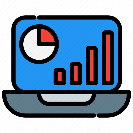 Analysis, chart, data, laptop, pie, presentation, statistic icon - Download on Iconfinder