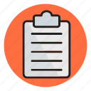 clipboard, report, checklist, document