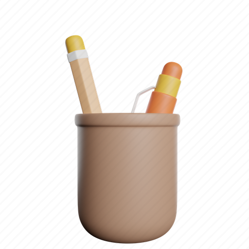 Pencil, case, front, school, briefcase, write, suitcase 3D illustration - Download on Iconfinder