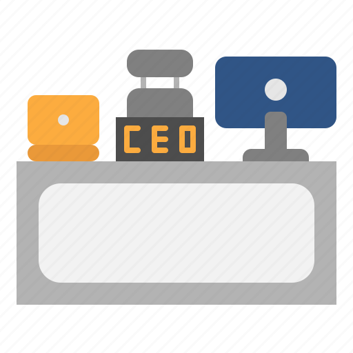 Ceo, working, place, table, computer, office, supplies icon - Download on Iconfinder