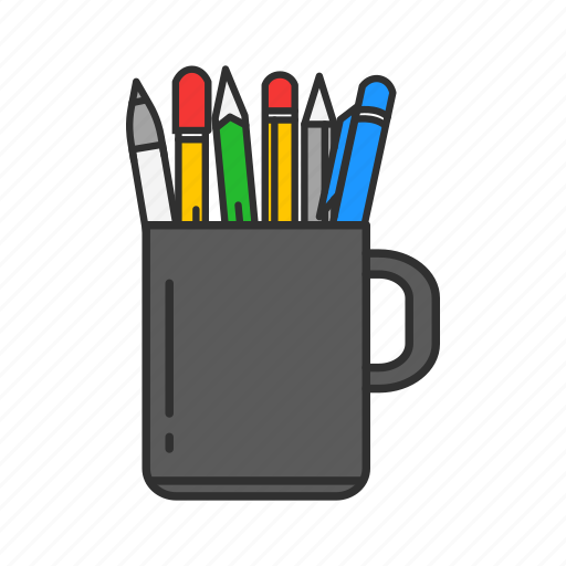 Mug, office, pens, pens in a mug icon - Download on Iconfinder