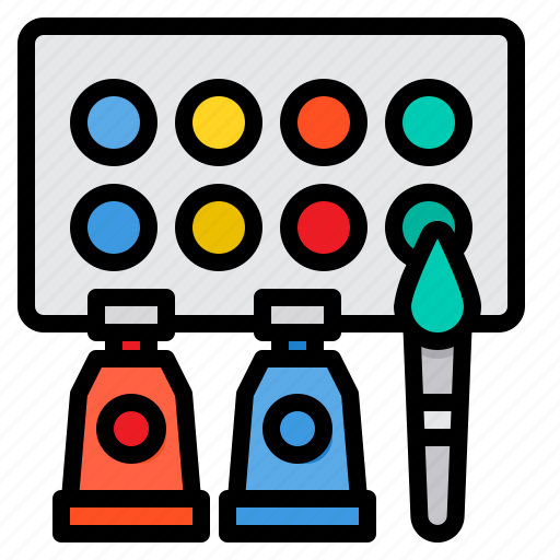 Watercolors, art, color, palette, paint, brush, painting icon - Download on Iconfinder