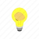 brain, bulb, innovation, isometric, lamp, light, power