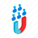 attract, business, businessman, client, isometric, magnet, people