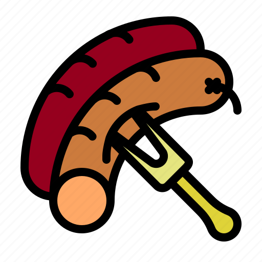Sausage, hotdog, fork, junkfood, barbecue icon - Download on Iconfinder