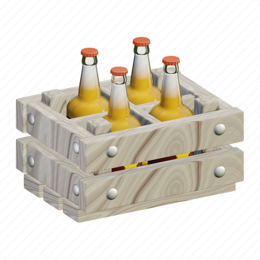 Oktoberfest, alcohol, beer, drink, glass, crate, bottle 3D illustration - Download on Iconfinder