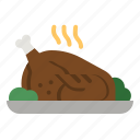 chicken, roast, turkey, leg, food