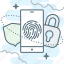 fingerprint, lock, sequrity, shield, smartphone 