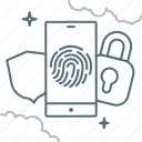fingerprint, lock, sequrity, shield, smartphone