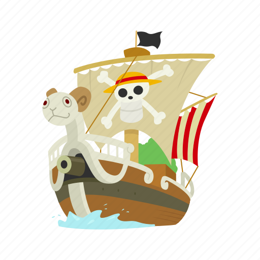 Anime, cartoons, go merry, one piece, pirate ship, ship, straw hat pirates icon - Download on Iconfinder