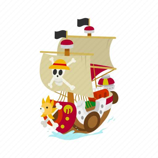 Anime, cartoons, one piece, pirate ship, ship, straw hat pirates, thousand sunny icon - Download on Iconfinder