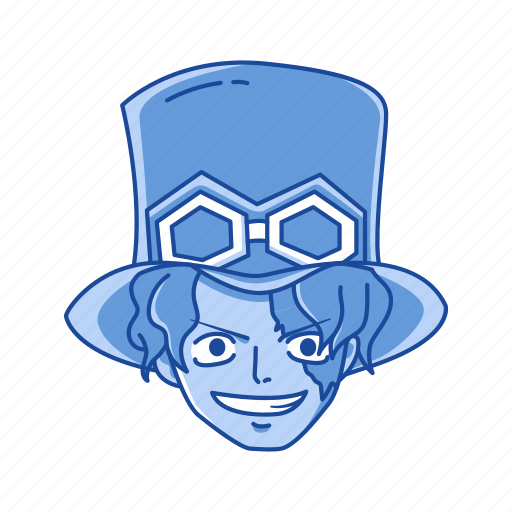 Anime, cartoons, fictional character, one piece, pirate character, pirate commander, sabo icon - Download on Iconfinder