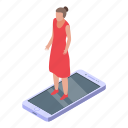 woman, online, dating, isometric