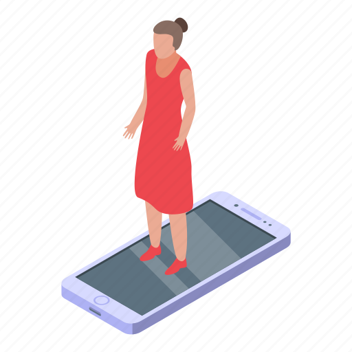 Woman, online, dating, isometric icon - Download on Iconfinder
