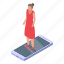 woman, online, dating, isometric 