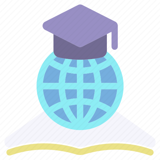 Global, education, globe, book, international, graduation cap, earth icon - Download on Iconfinder