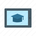 tablet, ipad, device, graduation cap