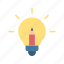 idea, innovation, pencil, bulb 