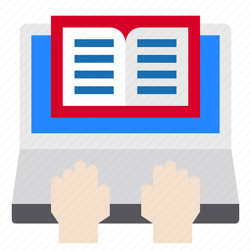 Book, education, hands, keyboard, open, screen icon - Download on Iconfinder