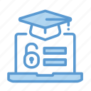 login, e learning, graduation hat, online education 