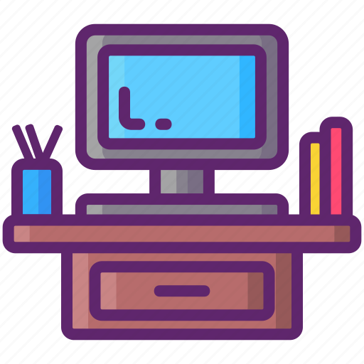 Desk, office, set up, student icon - Download on Iconfinder