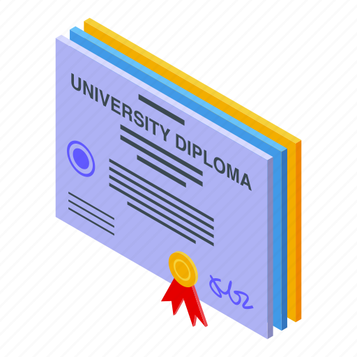 University, diploma, isometric icon - Download on Iconfinder